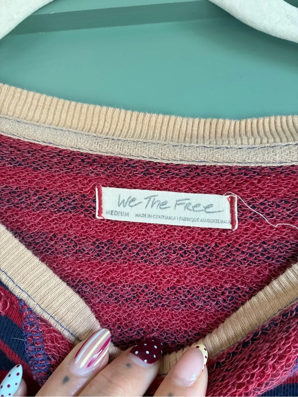 We the Free Free People Navy and Red Striped Crew Size Medium - Picture 4 of 4